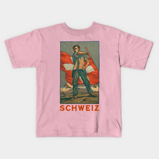 Switzerland Schweiz Vintage Patriotic Kids T-Shirt by MatchbookGraphics